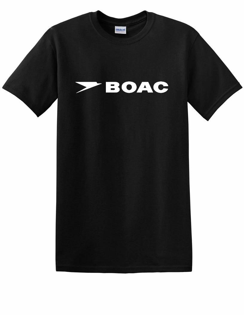 BOAC British Overseas Airways Company Airline Tee English Black Cotton T-Shirt XL