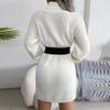 Women's  And Winter European And American Casual Button Turtleneck Long-sleeved Bottoming Sweater Dress