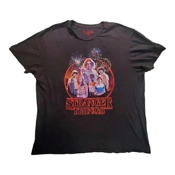 Stranger Things TV Show Cast Graphic T Shirt Black Mens Size XL Netflix S