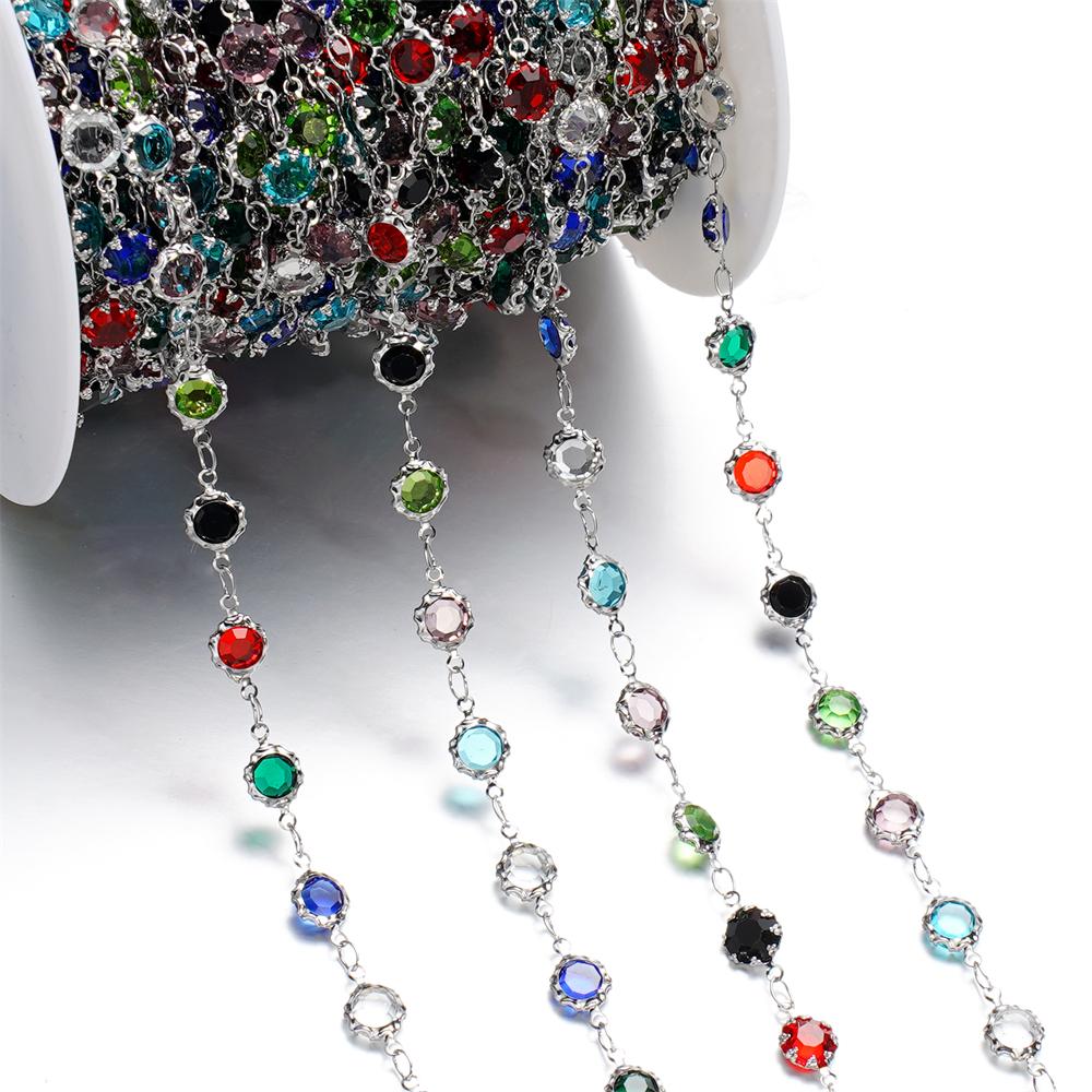 

1Meter/Pack Stainless Steel Love Heart Round Shape Crystal Glass Chains for DIY Necklace Bracelet Jewelry Making Accessories 1Meter