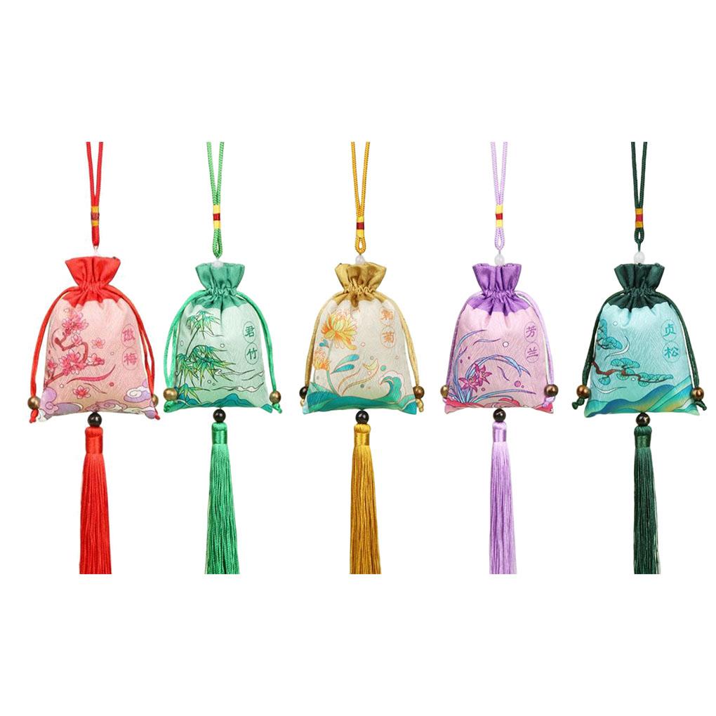 Fragrant Sachet Portable Replacing Vintage Chinese Style Necklace Jewelry Storage Bag Gift Pouch Ornament with Tassel