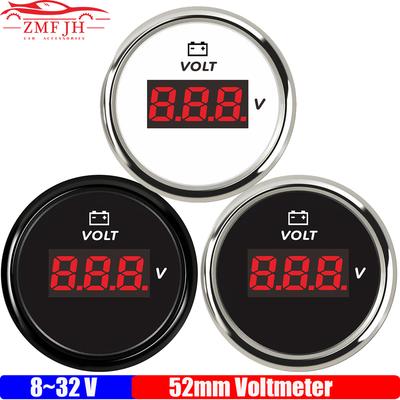 Red LED Light Digital 2" 52mm Voltmeter 8-32V Voltage for Universal Petrol Diesel Car Boat Yacht Marine VOLTS 12V24V