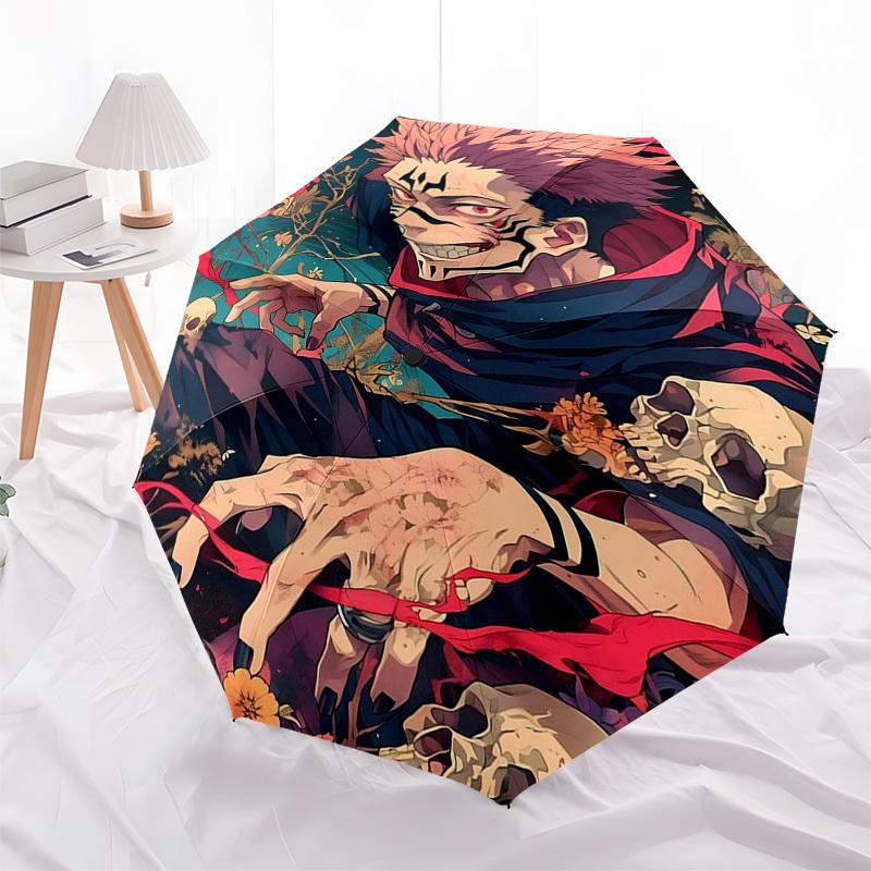 

1pc Skull and Flowers Design Automatic Folding Umbrella Portable 3-Fold Design, 8-Bone Iron Frame Outdoor Umbrella, Perfect Gift for Fans, Travelers,