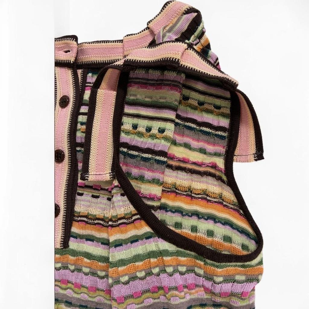 Used MISSONI Multicolor Border Sleeveless Knit Top Multicolor
