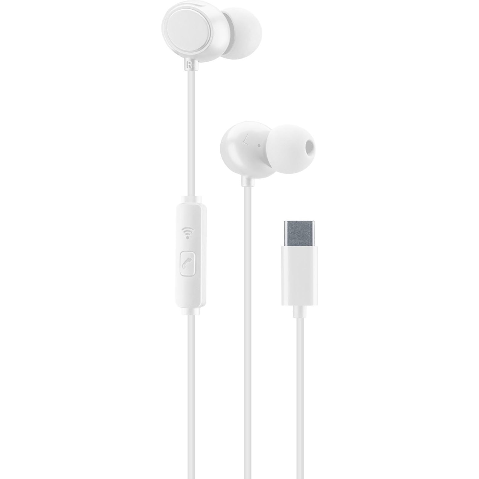 

Cellularline Wired Earphones, In-Ear Type, USB Type-PeC, Wired Earphones, Headset, Remote Control, Microphone, Calls, Music, AUINEARTYPECW, White