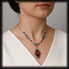 Oval Pendant Gothic Necklace Red Quartz Charm Necklace New Vintage Choker  Women Accessories
