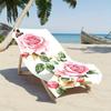 1pc Quick-Dry Beach Towel - Soft Pink Roses On Beige, Fast-Drying Microfiber Towel for Pool, Travel, Spa - Lightweight Highly