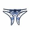 Sexy lingerie women's sexy open crotch thong embroidered seduction perspective panties women's low waist