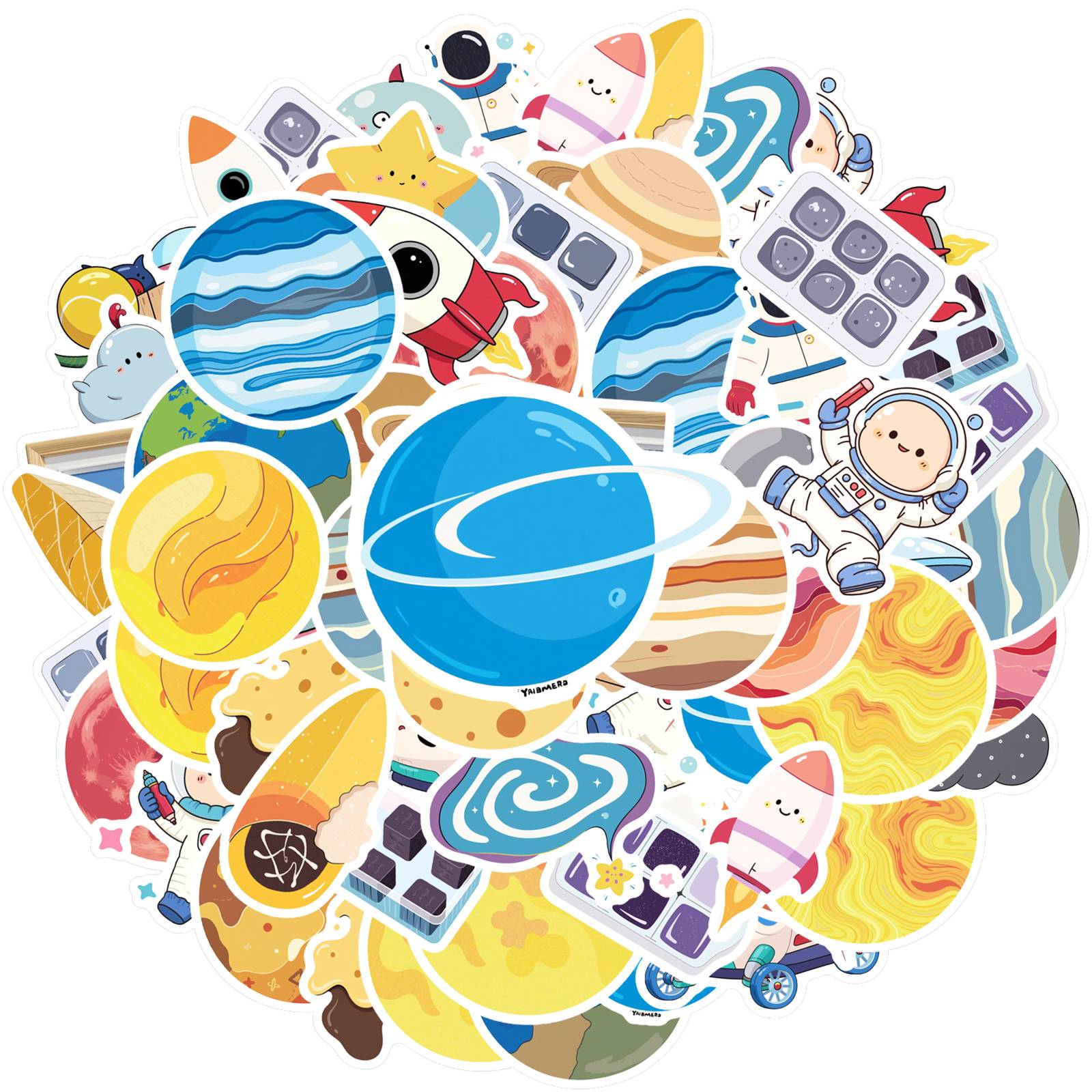 

35pcs Whimsical Cute Stickers Cute Planet Stationery Stickers Space Series Decals For DIY Phone Guitar Laptop Notebook Suitcase