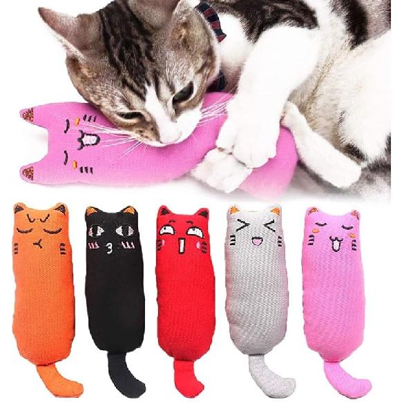 Legendog 5Pcs Bite Resistant Catnip Toy for Cats,Catnip Filled Cartoon Mice Cat Teething Chew Toy