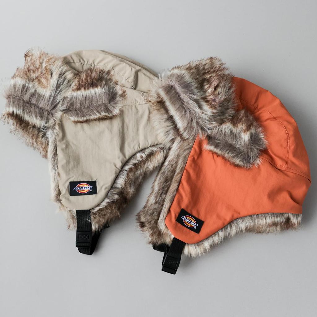 Dickies Nylon Flight Cap, Pilot Cap, Earmuffs, Knit Cap, Aviator Earmuffs (JP, Alphabet, Free Size, Brick)