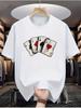 Sommer Herren 100% Reine Baumwolle Poker Karten Grafikdruck Lässig Locker Sport Bequem Rundhals Kurzarm T-Shirt Top
