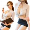 Porno Women'S Secretary Uniform Temptation Office Cosplay Sexy Lingerie Hot Erotic Plus Size Nightwear Top+ Skirt