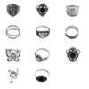Combination Ring, Vintage Snake Butterfly Elephant Dot Diamond Cross 11 Piece Set Ring Jewelry