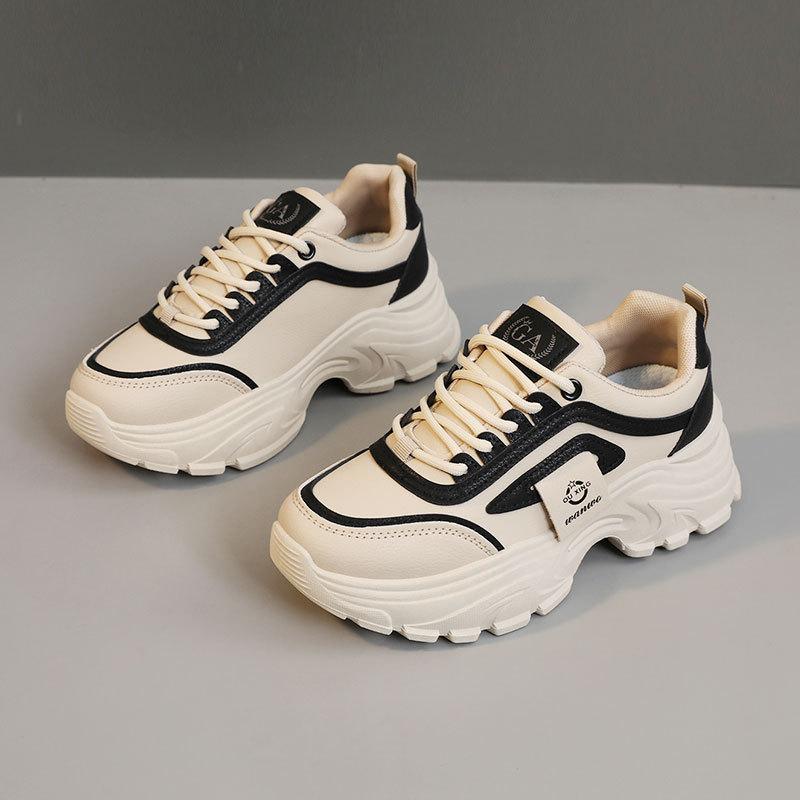 New, Color Matching Dad Shoes Platform Sports Leather Heightening Shoes Women's Shoes Student Fashion Korean Version Tide