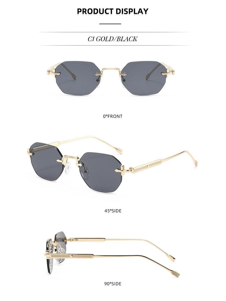 Sleek Rimless Cut-Edge Sunglasses - Stylish Women's Street Style & Sun Protection