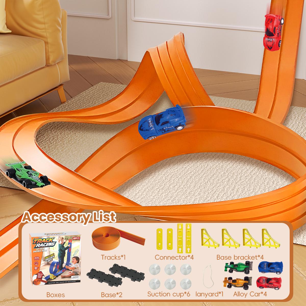 

DIY Aluminum Alloy Pull-Back Track Racing Car Set Gravity Slide Educational Track Car Toys for Boys Girls Holiday Christmas Gift оранжевый