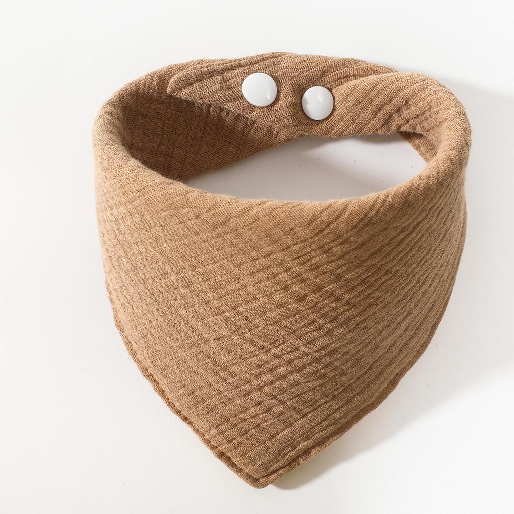 Solid Color Four-Layer Gauze Baby Bib Triangle Scarf with Snap Closure