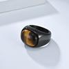 United States hot-selling retro simple natural tiger's eye stone gem titanium steel ring men's fashion personality high-end hand jewelry