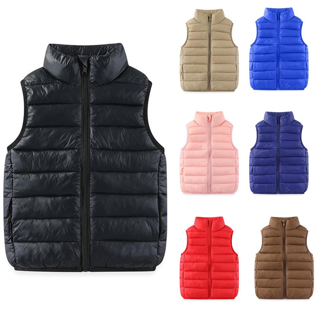 Kinder Freizeit Warme Stehkragen Steppweste für Jungen Mädchen Winter Oberbekleidung