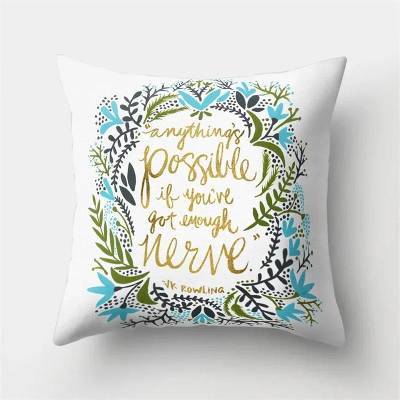 Tropical  Letter Flower Plant Polyester Pillowcase Sofa Living Room Home Decoration Car Waist Cushion Cover