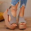 Fashion Female Shoes On Sale 2025 Summer New Platform Women's Mesh Sandals Buckle Strap Wedges Breathable Sandals for Plus Size Casual