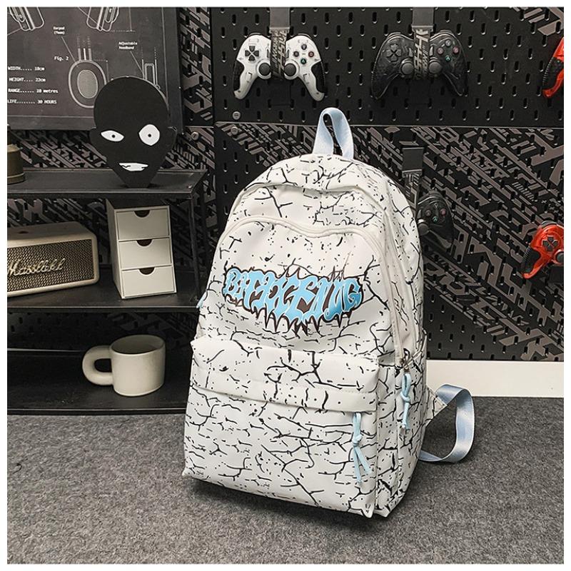 

New high-value Korean version ins trendy and cool graffiti letter backpack couple couple couple lightweight large-capacity backpack