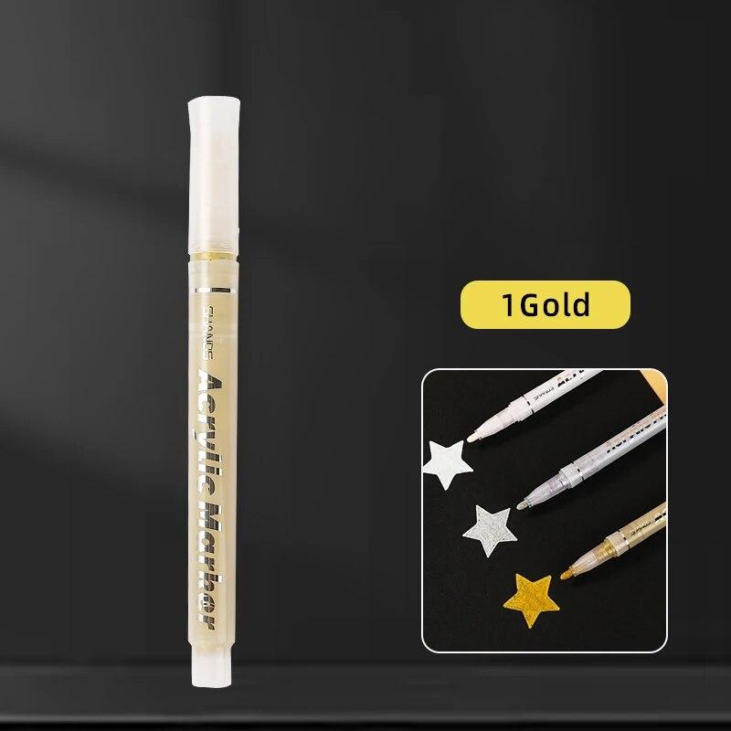 3Pcs/Set High-gloss Gold Silver White Painting Graffiti Pens Waterproof Ink Water-based Acrylic Markers