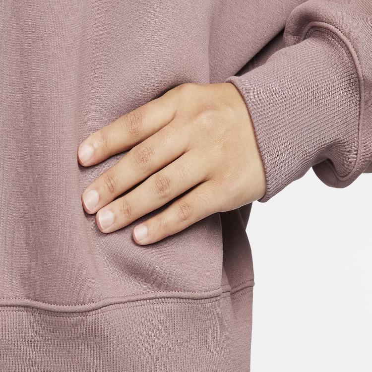 Nike Sportsklær Phoenix Fleece Ensfarget Logo Løs Crew Neck Genser Dame Topper Smoky-Mauve DQ5761-208