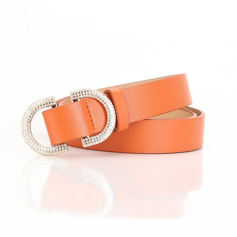 Women'S Belt Double D-Day Buckle Girls Rhinestone Decorated Belt Dress With Jeans Belt