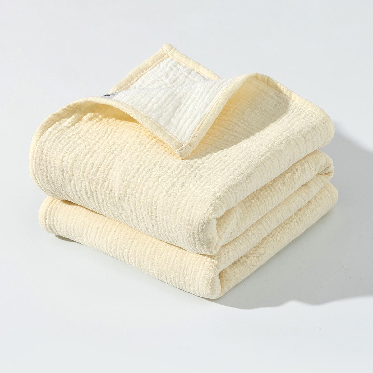 4-Layer Soft Crepe Baby Blanket Two-Tone Pure Cotton Swaddle Throw for Newborns (Beige,95x95cm) бежевый
