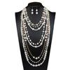 Elegant Multilayer Pearls Necklace and Earrings Set for Women Featuring Handmade Beading and Fashionable Designs