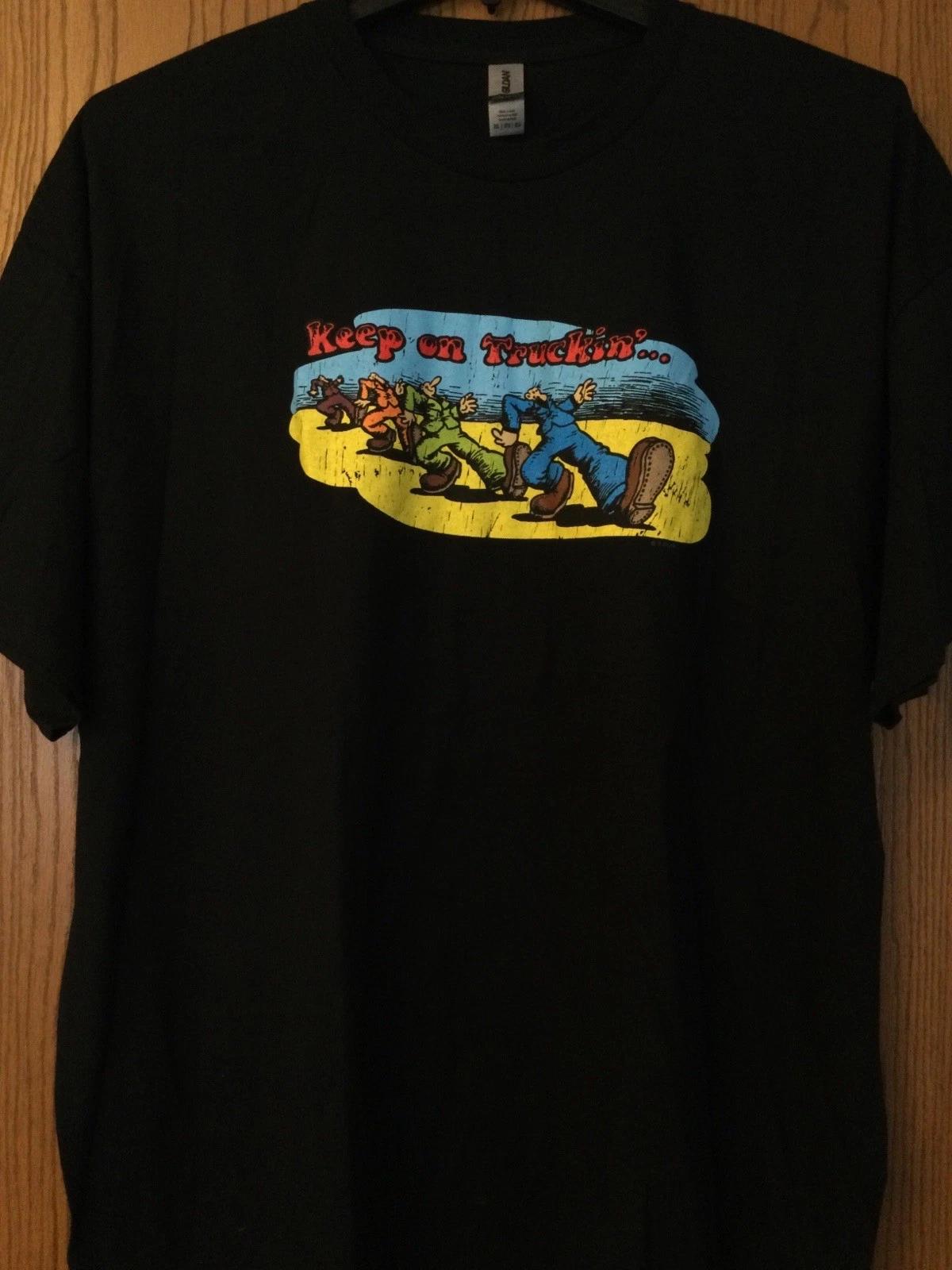 Keep On Truckin’ - R. Crumb Art - Black Shirt - 2XL L