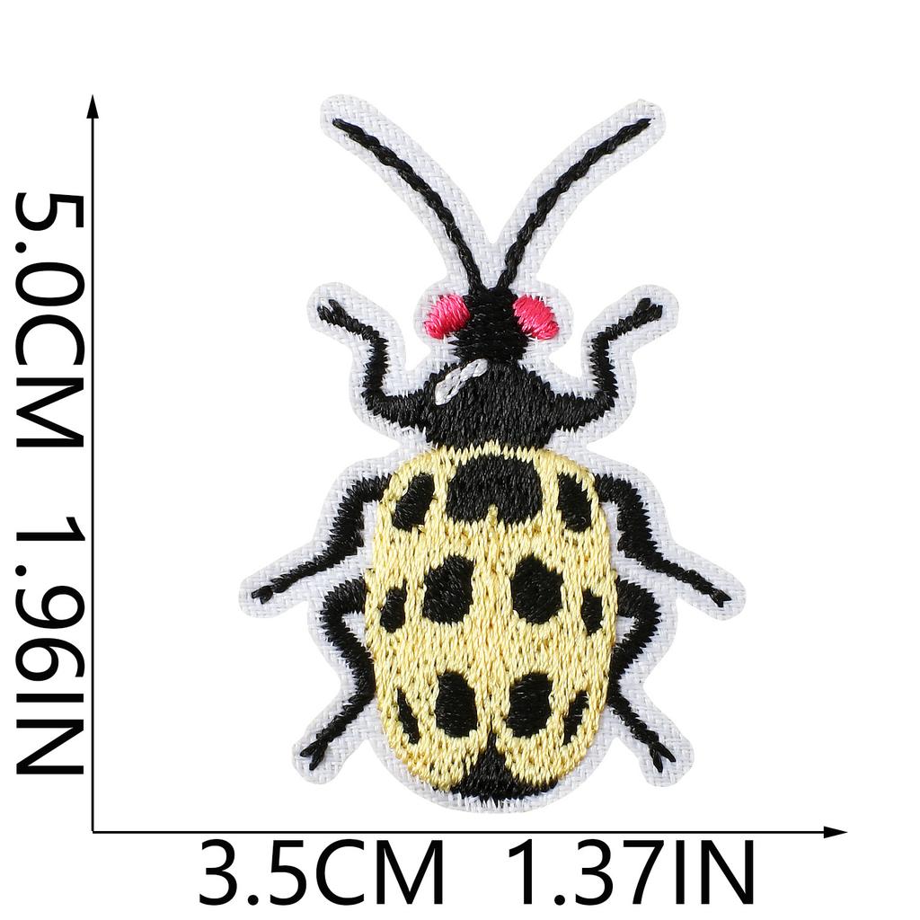 Insect Embroidery Cloth Sticker Ironing Beetle Cartoon Embroidery Chapter Beetle Patch Sticker Embroidery Label Clothing Schoolbag Decoration