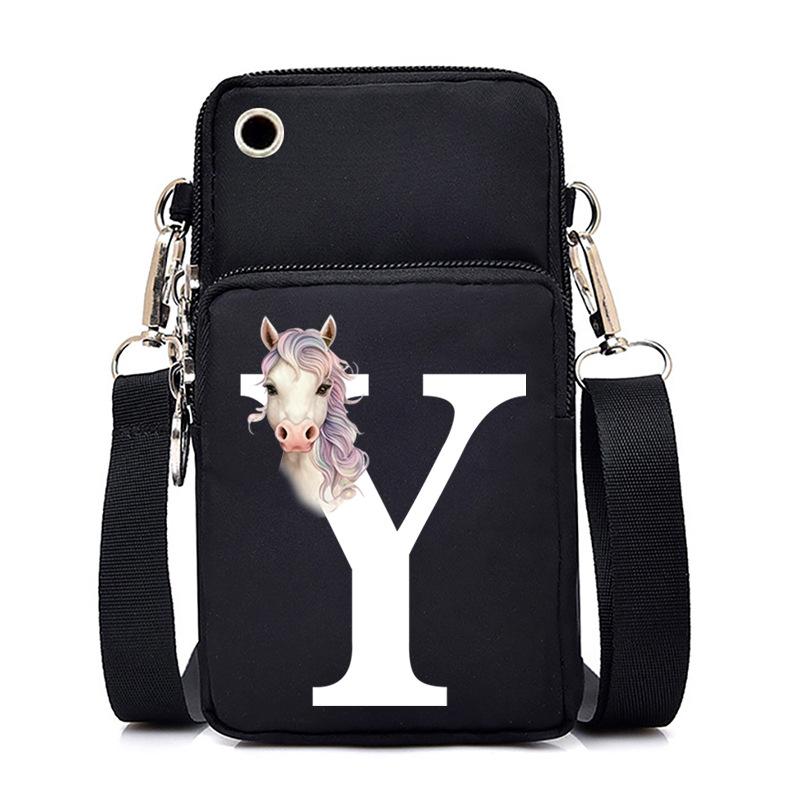 Unicorn Unicorn Letter Printing Black Oblique Span Bag Casual Portable Multi-Function Mobile Phone Bag