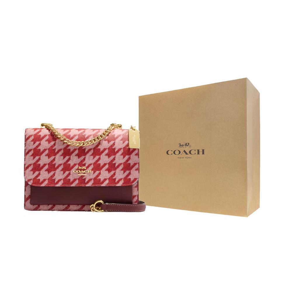 New COACH Klare Leather Square Bag Handbag, Shoulder Bag Women's Red CJ625-IMVRY