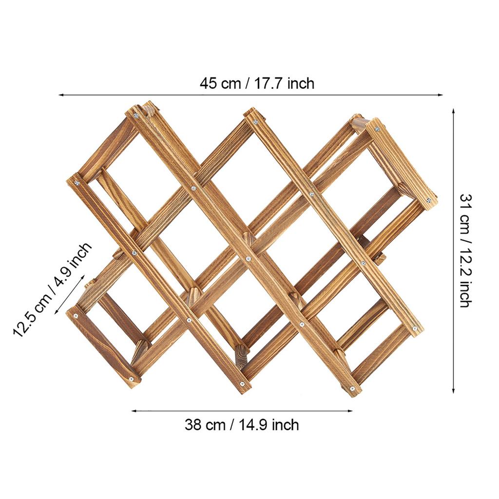 Foldable Wooden Wine Rack Organizer Display Shelf 10 Bottles Capacity