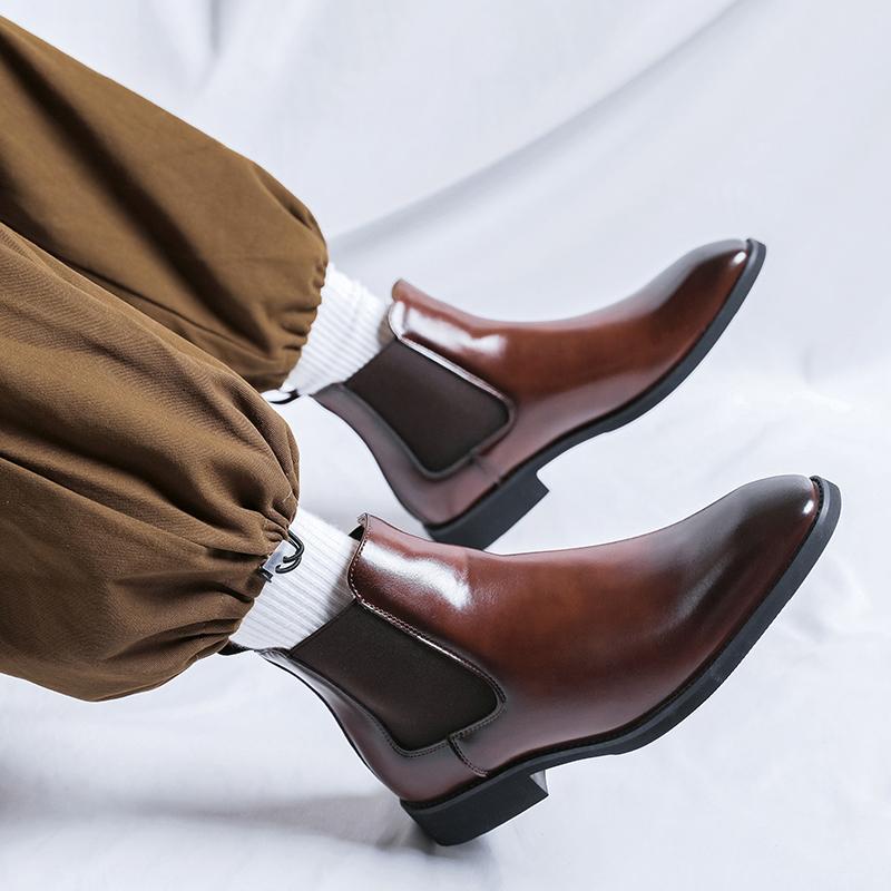 Leather Low Top Shoes Men Luxury Brand Chelsea Male Boots Pointed Toe Men's Business Boots New Arrival Men Casual Shoes