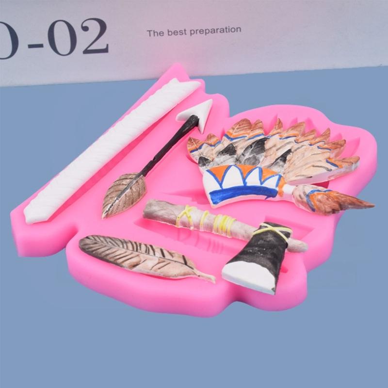 Arrow Feather Indian Headdress Shaped Silicone Mold Fondant Chocolate Mould DIY Cake Dessert Mould Baking DIY Supplies