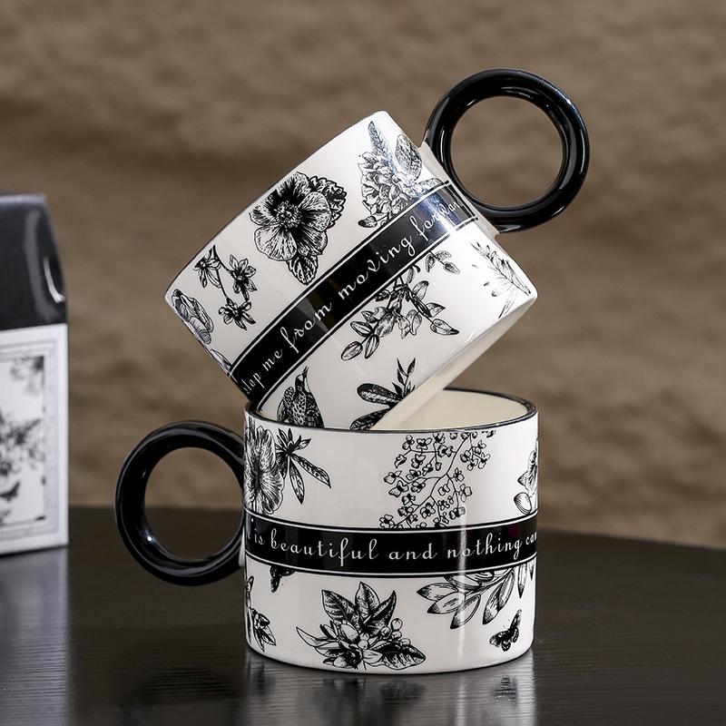 High Looking Ceramic Cup Water Cup Gift Souvenir Creative Mug Breakfast Coffee Cup Couple Cup