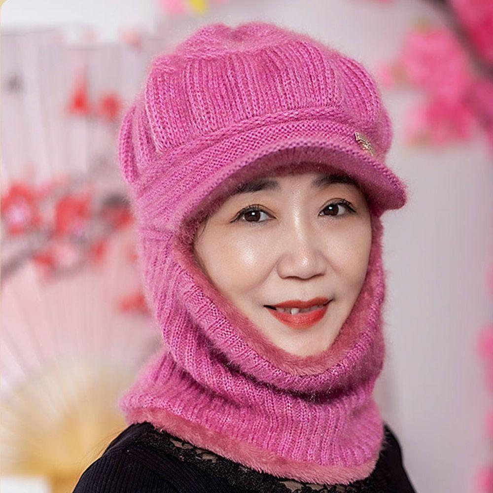 

Thicken Women Knitted Hat Keep Warm Pompoms Hat Casual Scarf Hat Sets MOM рожевий
