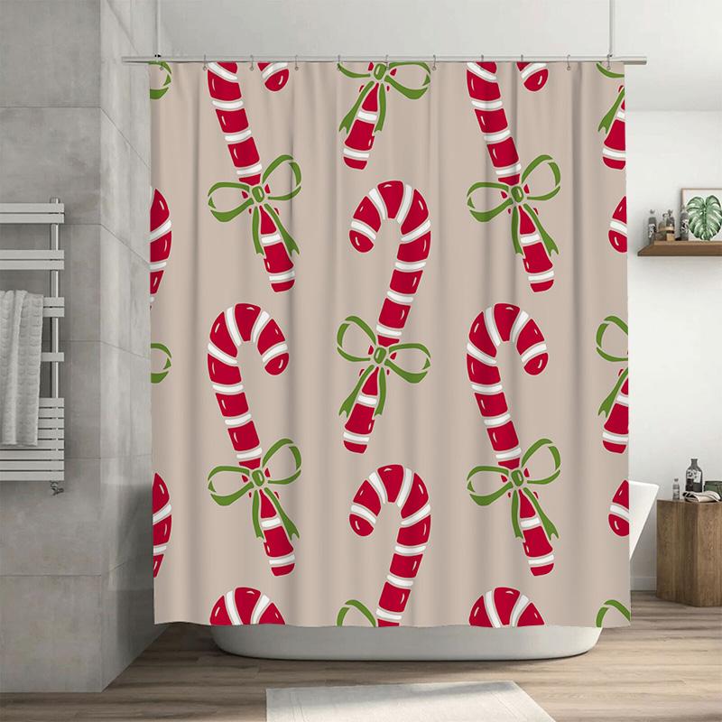 

Tu Christmas Shower Curtain Festive Holiday Decor Reversible Waterproof Fabric Bathroom Curtain Modern Patterned Backdrop Holida W60H190(CM)-1 Pcs