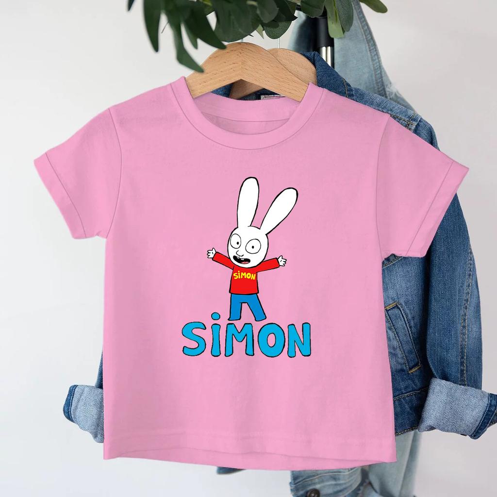 Simon Super Rabbit Cartoon Kids T-shirt Cute Boys Girls Manga Tops Baby Boys Short Sleeve T-shirt Summer Casual O-neck Tee Shirt