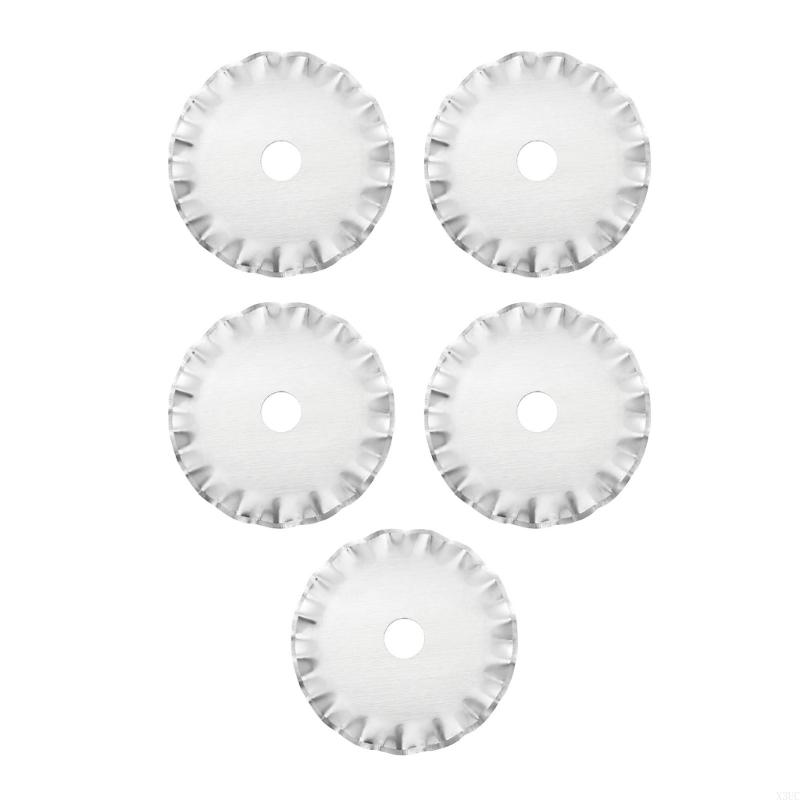 

5PCS Stainless Steel Rotary Cutter Head 28mm Wavy Circular Cutting Head for Fabric Leather Paper Cutting Sewing Craft X3UC CN