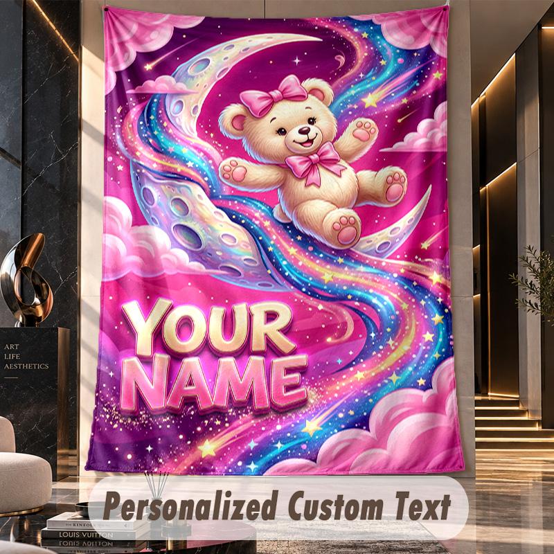 Teddy Bear (135) Theme Custom Tapestry Personalized Custom Name Text Wall Hanging Tapestry Home Decor Background Cloth