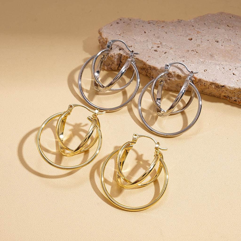 Geometric Round Hollow Ear Buckle Simple Vintage Earrings Earrings