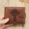 Men Front Pocket Wallet Large Capacity Bi-fold Wallet with Zipper Pocket Embossed Animal Card Holder Folding Cash Coin