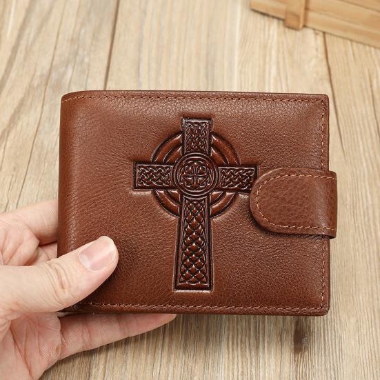Men Front Pocket Wallet Large Capacity Bi-fold Wallet with Zipper Pocket Embossed Animal Card Holder Folding Cash Coin