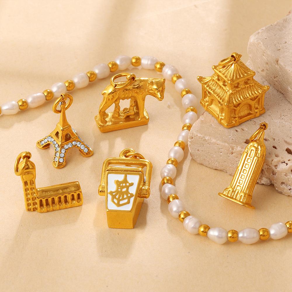  1Pcs Stainless Steel 18K Gold Plated Pendant Waterproof Women Charms Gold Color DIY Accessories Charms Jewelry