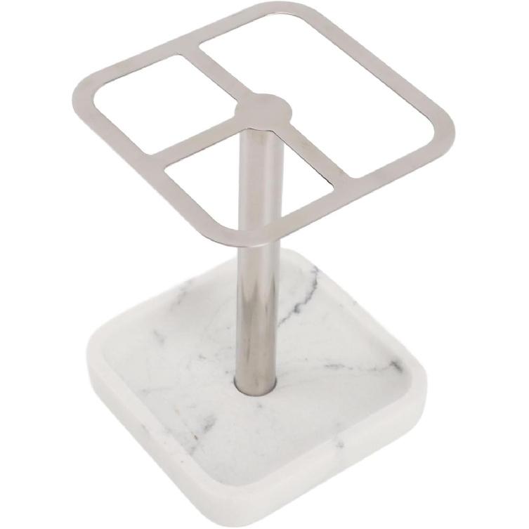 304 Stainless Steel Toothbrush Holder, Space Saving Toothpaste Storage Stand with 3 Slots for Bathroom, No Drilling Installation (Silver)